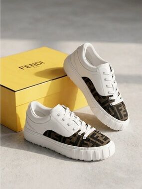 Fendi FF Logo White Low Top Sneakers EU 36 Women